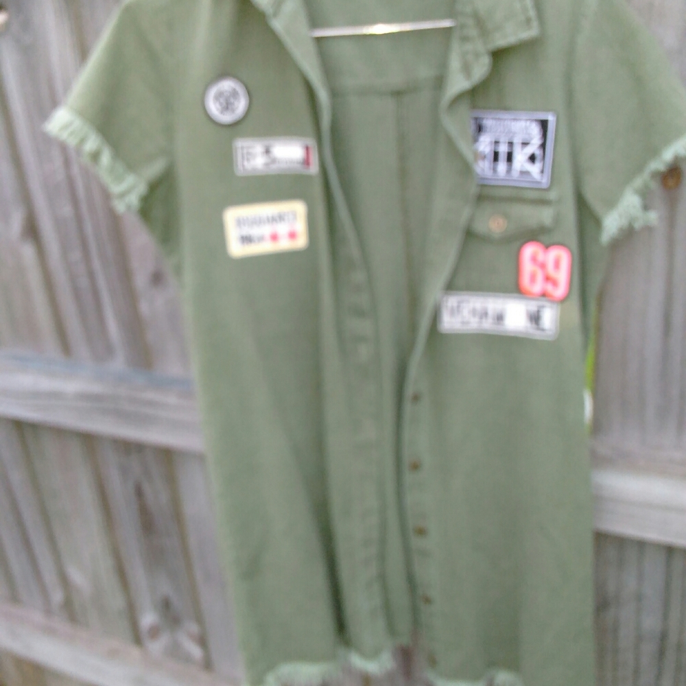 CY ARMY GREEN MILITARY STYLE SHIRT DRESS